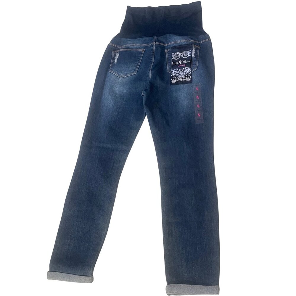 Haute Mama Stylish Distressed Maternity Skinny Jeans Over Belly Stretch Denim M - Picture 5 of 8